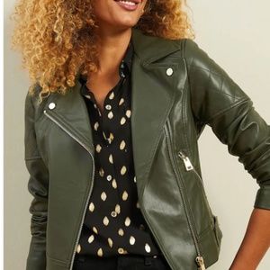 New condition Rudsak lamb leather jacket biker/moto sz small / khaki